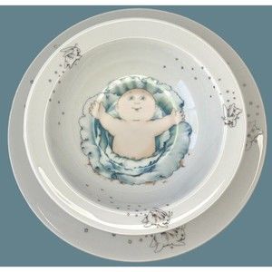 VTG Cabbage Patch Kids Preemie Dish & Bowl Set 1984 Fine Porcelain 1984 England